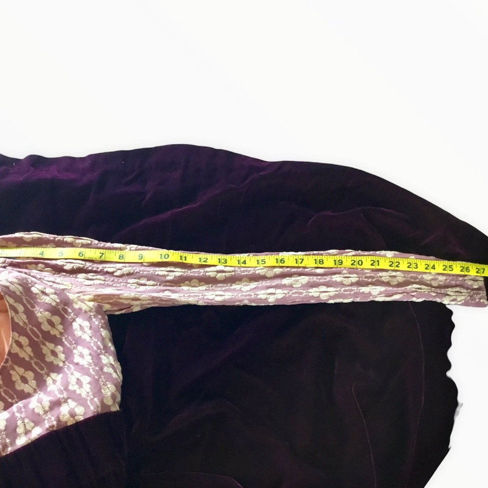 Vintage 70’s Young Inoccent Granny Core Dress Plum w/Purple Velvet Maxi - Picture 9 of 16